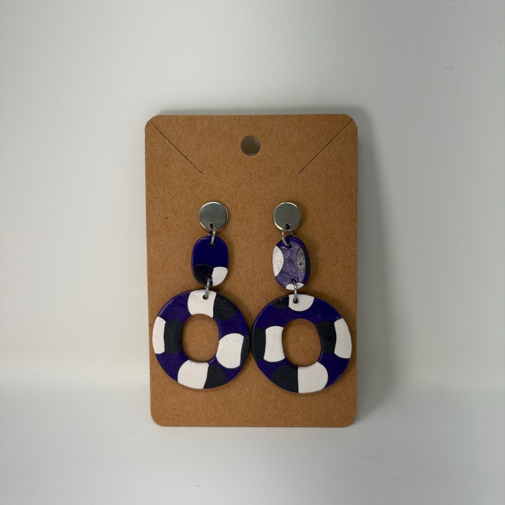 Stylish Purple and White Earrings